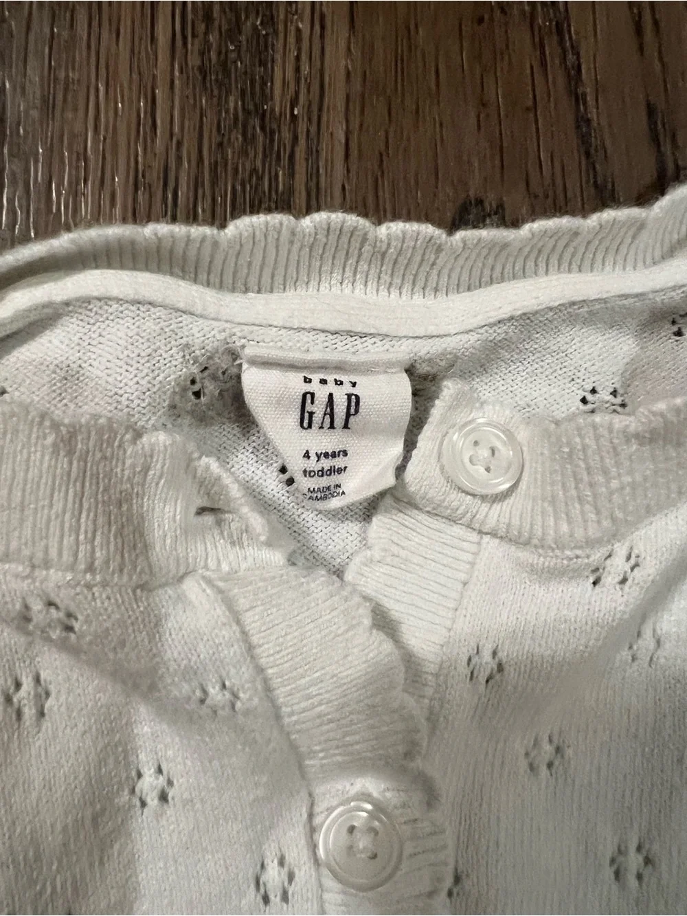 GAP Kids Cream Eyelet Button-Front Cardigan with Ruffle Cuffs